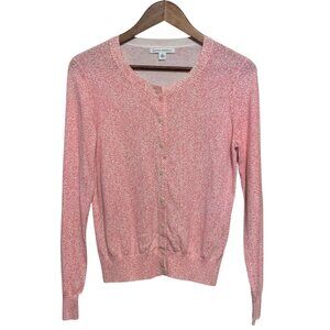 Banana Republic Women's Cardigan Lightweight Sweater Coral Abstract Sz S Preppy